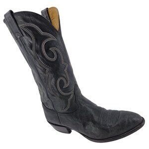 Vintage Nocona Exotic Elephant Print Men 9.5D Black Leather Cowboy Western Boots